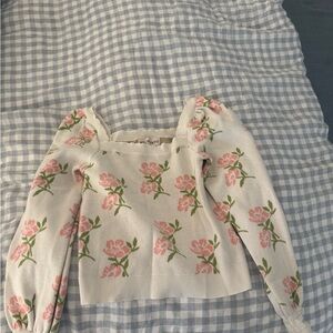 Floral Puff Sleeve Sweater